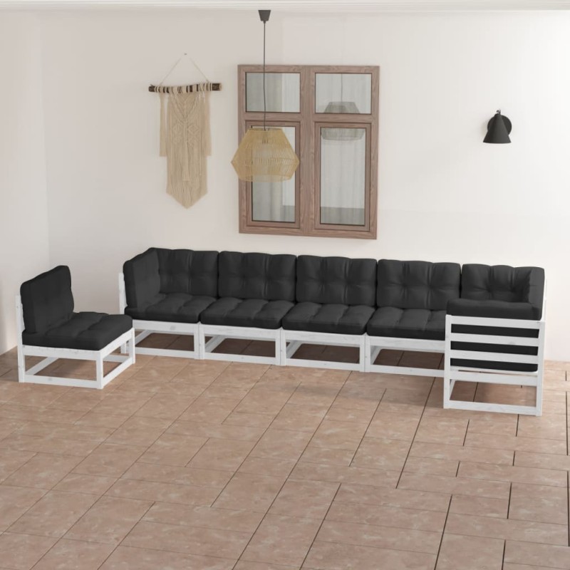 vidaXL 7-tlg. Garten-Lounge-Set mit Kissen Massivholz Kiefer vidaXL 7-tlg. Garten-Lounge-Set mit Kissen Massivholz Kiefer