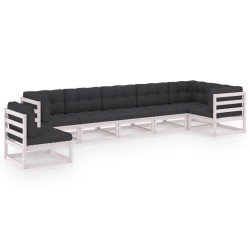 vidaXL 7-tlg. Garten-Lounge-Set mit Kissen Massivholz Kiefer