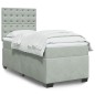 vidaXL Boxspringbett mit Matratze Hellgrau 90x190 cm Samt vidaXL Boxspringbett mit Matratze Hellgrau 90x190 cm Samt