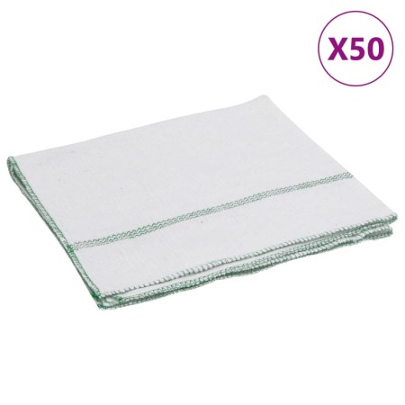 vidaXL Reinigungstücher 50 Stk. Weiß mit Grünen Gestreift 50x60 cm