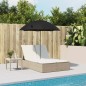 vidaXL Doppel-Sonnenliege mit Kissen & Sonnenschirm Beige Poly Rattan vidaXL Doppel-Sonnenliege mit Kissen & Sonnenschirm Beige Poly Rattan