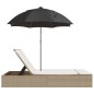 vidaXL Doppel-Sonnenliege mit Kissen & Sonnenschirm Beige Poly Rattan vidaXL Doppel-Sonnenliege mit Kissen & Sonnenschirm Beige Poly Rattan