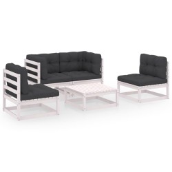 5-tlg. Garten-Lounge-Set mit Kissen Kiefer Massivholz