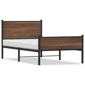 vidaXL Metallbett ohne Matratze Eichen-Optik 107x203 cm