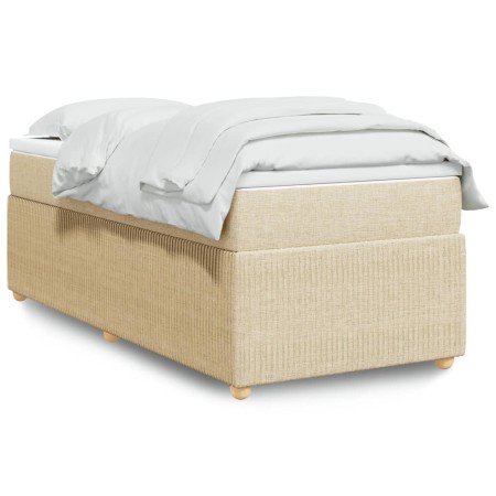 vidaXL Boxspringbett mit Matratze Creme 100x200 cm Stoff