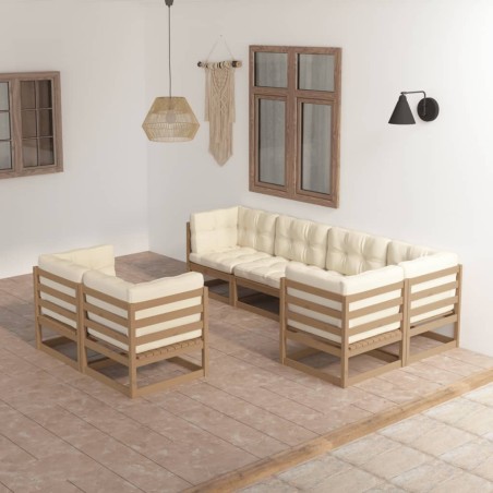 7-tlg. Garten-Lounge-Set mit Kissen Kiefer Massivholz