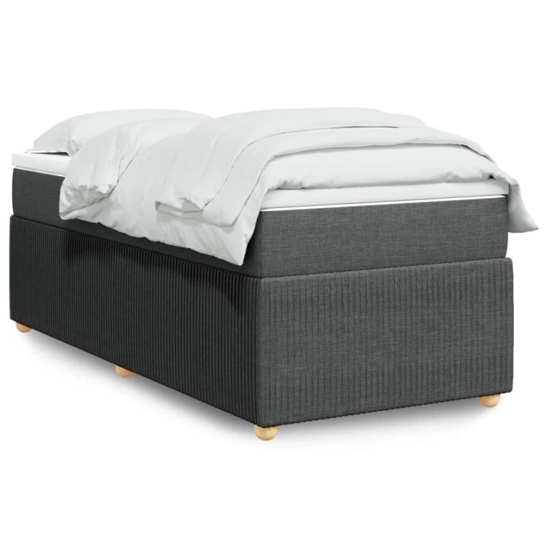vidaXL Boxspringbett mit Matratze Dunkelgrau 100x200 cm Stoff vidaXL Boxspringbett mit Matratze Dunkelgrau 100x200 cm Stoff