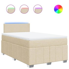 vidaXL Boxspringbett mit Matratze Creme 120x200 cm Stoff