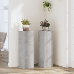 vidaXL Pflanzenständer 2 Stk. Betongrau 25x25x80 cm Holzwerkstoff