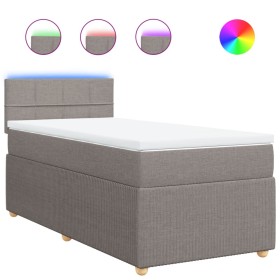 vidaXL Boxspringbett mit Matratze Taupe 90x200 cm Stoff