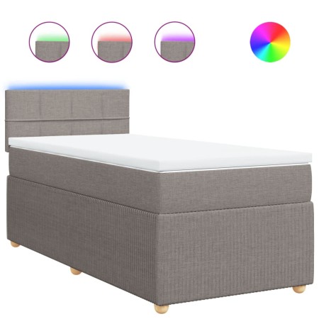 vidaXL Boxspringbett mit Matratze Taupe 90x200 cm Stoff
