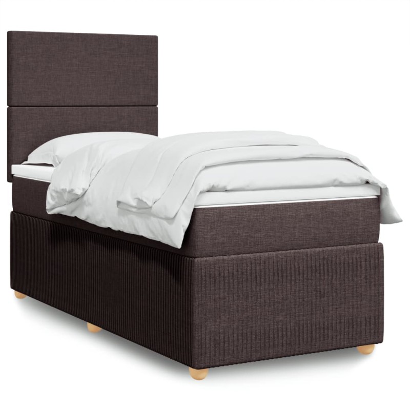 vidaXL Boxspringbett mit Matratze Dunkelbraun 80x200 cm Stoff vidaXL Boxspringbett mit Matratze Dunkelbraun 80x200 cm Stoff