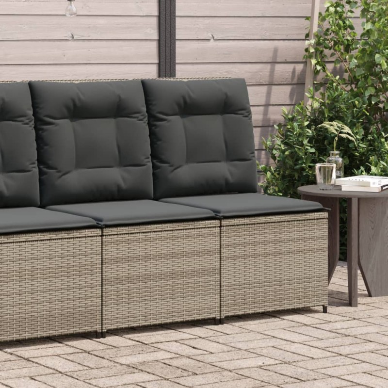 vidaXL Gartensessel mit Liegefunktion und Kissen Grau Poly Rattan vidaXL Gartensessel mit Liegefunktion und Kissen Grau Poly Rattan