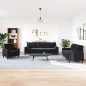 vidaXL 3-tlg. Sofagarnitur mit Kissen und Nackenrollen Schwarz Samt