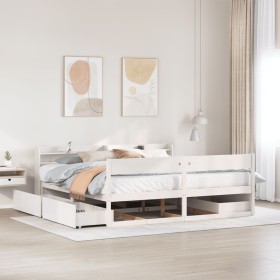 vidaXL Massivholzbett ohne Matratze Weiß 180x200 cm Kiefernholz