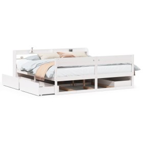 vidaXL Massivholzbett ohne Matratze Weiß 180x200 cm Kiefernholz