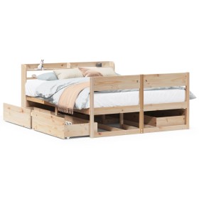 vidaXL Massivholzbett ohne Matratze 135x190 cm Kiefernholz