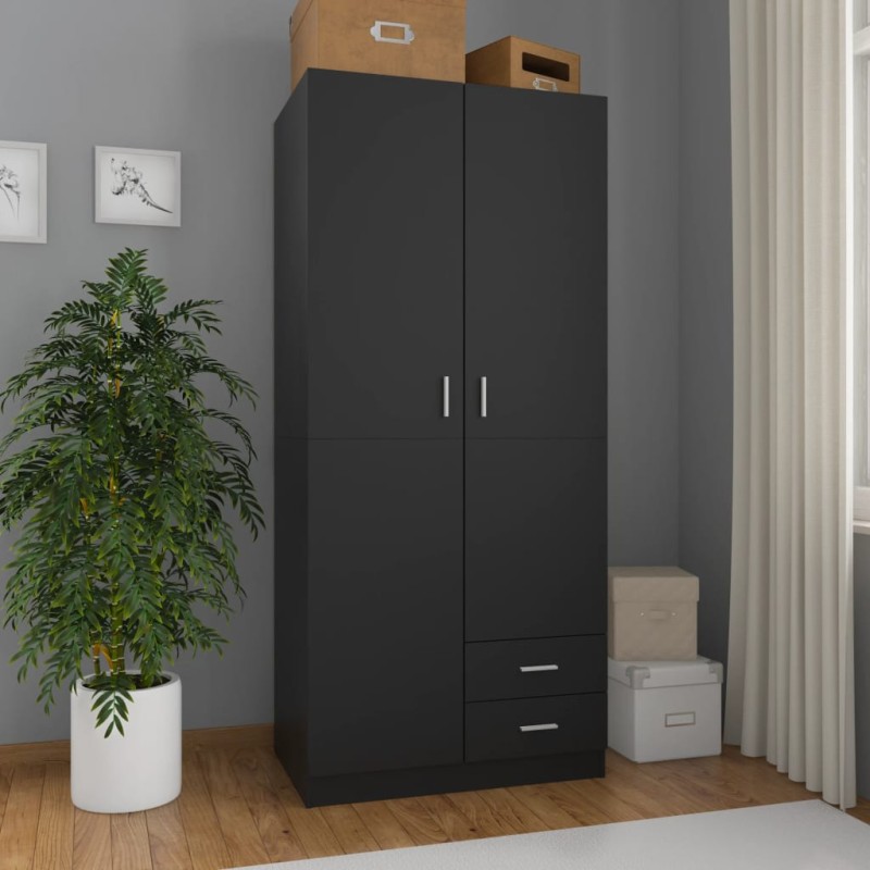vidaXL Kleiderschrank Schwarz 80x52x180 cm Holzwerkstoff vidaXL Kleiderschrank Schwarz 80x52x180 cm Holzwerkstoff