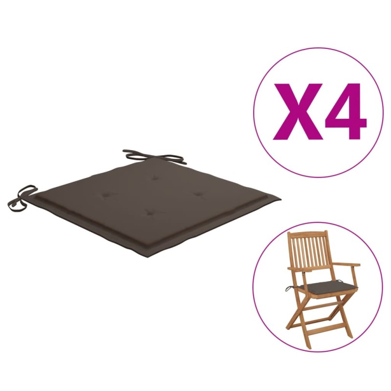 vidaXL Gartenstuhl-Kissen 4 Stk. Taupe 40x40x3 cm Oxford-Gewebe vidaXL Gartenstuhl-Kissen 4 Stk. Taupe 40x40x3 cm Oxford-Gewebe