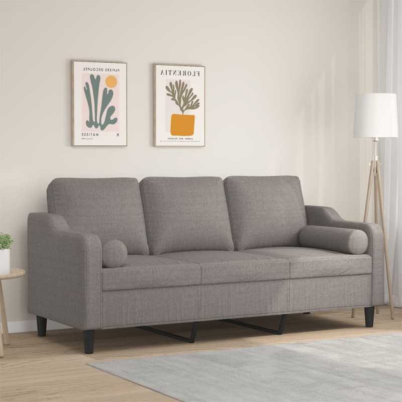 vidaXL 3-Sitzer-Sofa mit Zierkissen Taupe 180 cm Stoff vidaXL 3-Sitzer-Sofa mit Zierkissen Taupe 180 cm Stoff