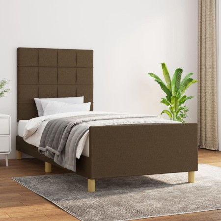 vidaXL Bettgestell mit Kopfteil Dunkelbraun 100x200 cm Stoff