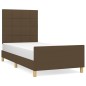 vidaXL Bettgestell mit Kopfteil Dunkelbraun 100x200 cm Stoff vidaXL Bettgestell mit Kopfteil Dunkelbraun 100x200 cm Stoff