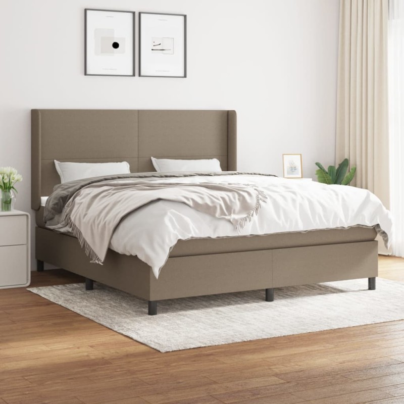 vidaXL Boxspringbett mit Matratze Taupe 160x200 cm Stoff vidaXL Boxspringbett mit Matratze Taupe 160x200 cm Stoff