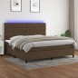 vidaXL Boxspringbett mit Matratze & LED Dunkelbraun 200x200 cm Stoff vidaXL Boxspringbett mit Matratze & LED Dunkelbraun 200x200 cm Stoff