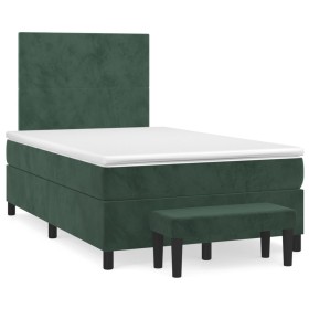 vidaXL Boxspringbett mit Matratze Dunkelgrün 120x200 cm Samt