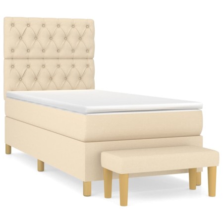 vidaXL Boxspringbett mit Matratze Creme 80x200 cm Stoff