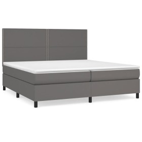 vidaXL Boxspringbett mit Matratze Grau 200x200 cm Kunstleder