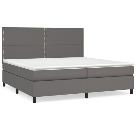 vidaXL Boxspringbett mit Matratze Grau 200x200 cm Kunstleder
