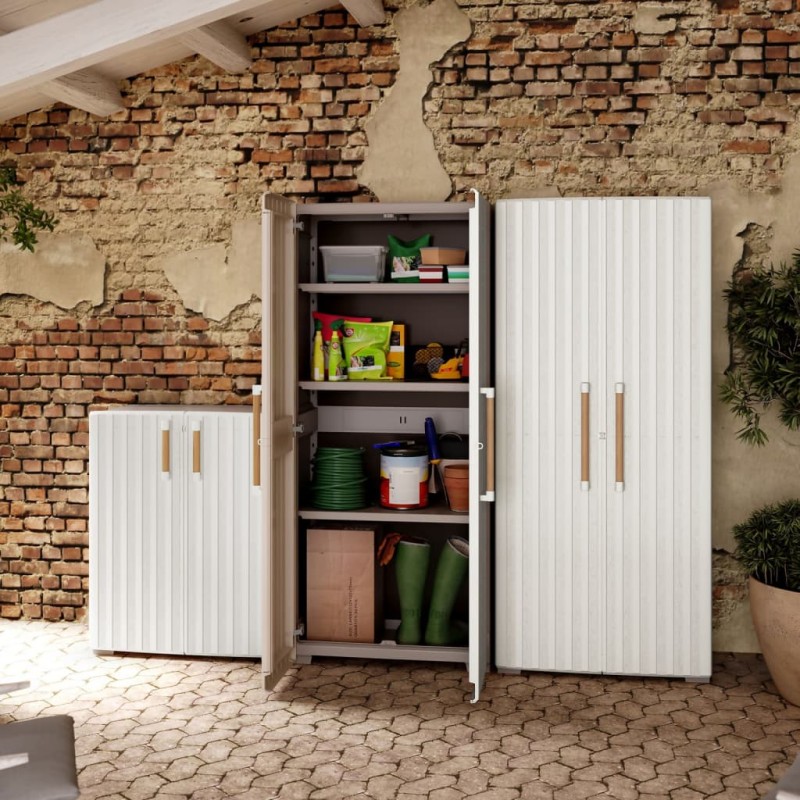 Keter Aufbewahrungsschrank Niedrig Groove Beige und Sandfarben Keter Aufbewahrungsschrank Niedrig Groove Beige und Sandfarben