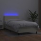 vidaXL Boxspringbett mit Matratze & LED Creme 100x200 cm Kunstleder vidaXL Boxspringbett mit Matratze & LED Creme 100x200 cm Kunstleder