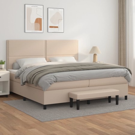 vidaXL Boxspringbett Matratze Cappuccino-Braun 200x200cm Kunstleder