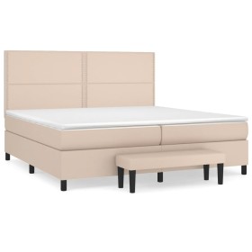 vidaXL Boxspringbett Matratze Cappuccino-Braun 200x200cm Kunstleder