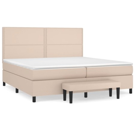 vidaXL Boxspringbett Matratze Cappuccino-Braun 200x200cm Kunstleder