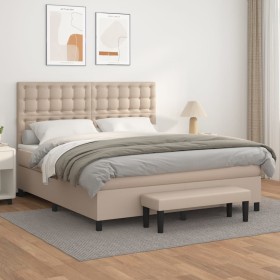 vidaXL Boxspringbett Matratze Cappuccino-Braun 180x200 cm Kunstleder