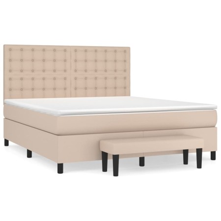 vidaXL Boxspringbett Matratze Cappuccino-Braun 180x200 cm Kunstleder