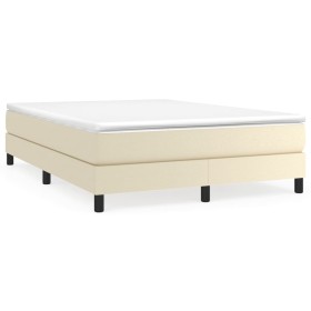 vidaXL Boxspringbett mit Matratze Creme 140x190 cm Kunstleder
