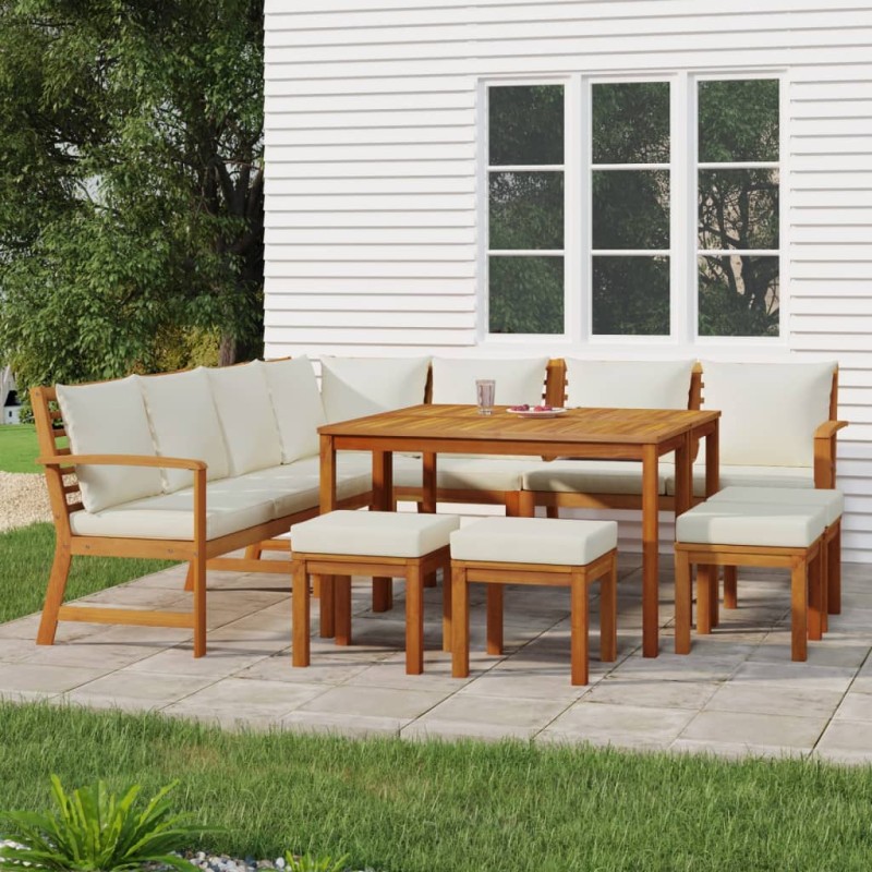 vidaXL 11-tlg. Garten-Essgruppe mit Kissen Massivholz Akazie vidaXL 11-tlg. Garten-Essgruppe mit Kissen Massivholz Akazie