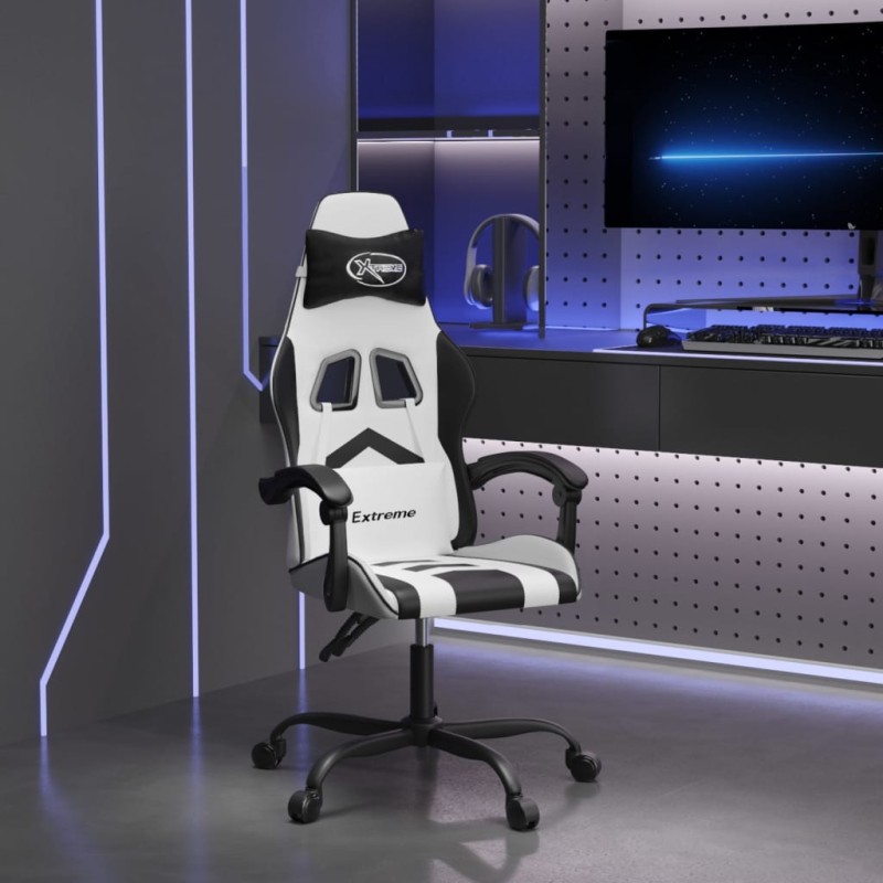 vidaXL Gaming-Stuhl Drehbar Weiß und Schwarz Kunstleder vidaXL Gaming-Stuhl Drehbar Weiß und Schwarz Kunstleder
