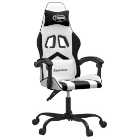 vidaXL Gaming-Stuhl Drehbar Weiß und Schwarz Kunstleder
