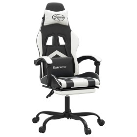 vidaXL Gaming-Stuhl mit Fußstütze Drehbar Schwarz & Weiß Kunstleder