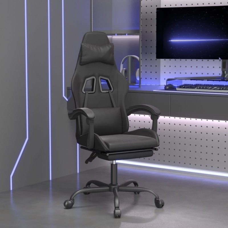 vidaXL Gaming-Stuhl mit Fußstütze Drehbar Schwarz Kunstleder vidaXL Gaming-Stuhl mit Fußstütze Drehbar Schwarz Kunstleder