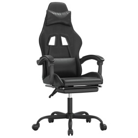 vidaXL Gaming-Stuhl mit Fußstütze Drehbar Schwarz Kunstleder