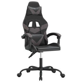 vidaXL Gaming-Stuhl Drehbar Schwarz und Grau Kunstleder