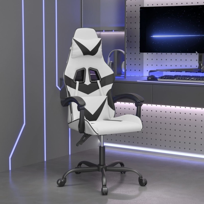 vidaXL Gaming-Stuhl Drehbar Weiß und Schwarz Kunstleder vidaXL Gaming-Stuhl Drehbar Weiß und Schwarz Kunstleder
