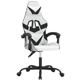 vidaXL Gaming-Stuhl Drehbar Weiß und Schwarz Kunstleder