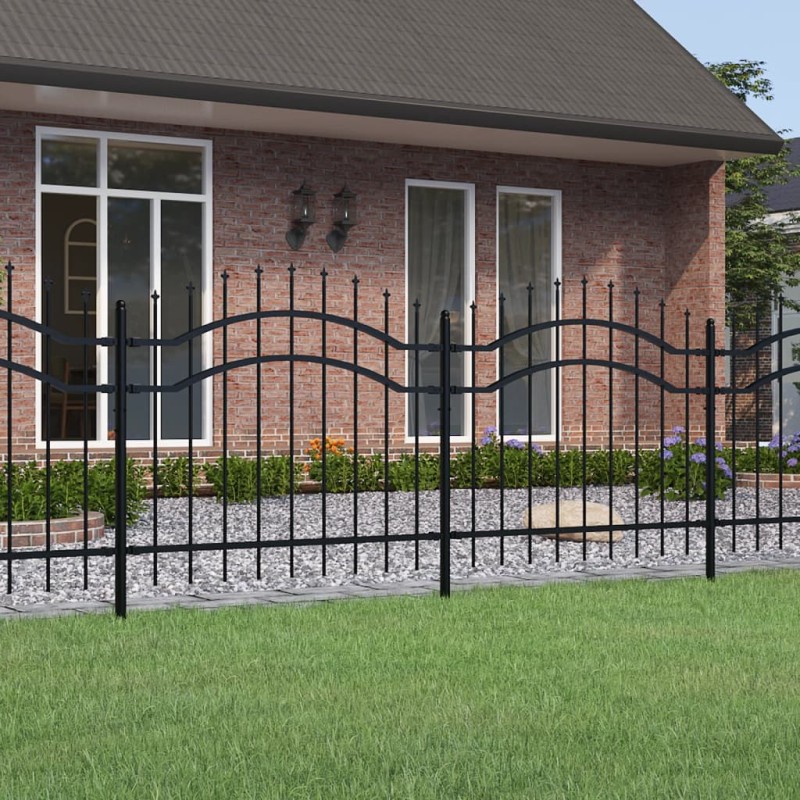 vidaXL Gartenzaun mit Speerspitzen Schwarz 140 cm Stahl vidaXL Gartenzaun mit Speerspitzen Schwarz 140 cm Stahl